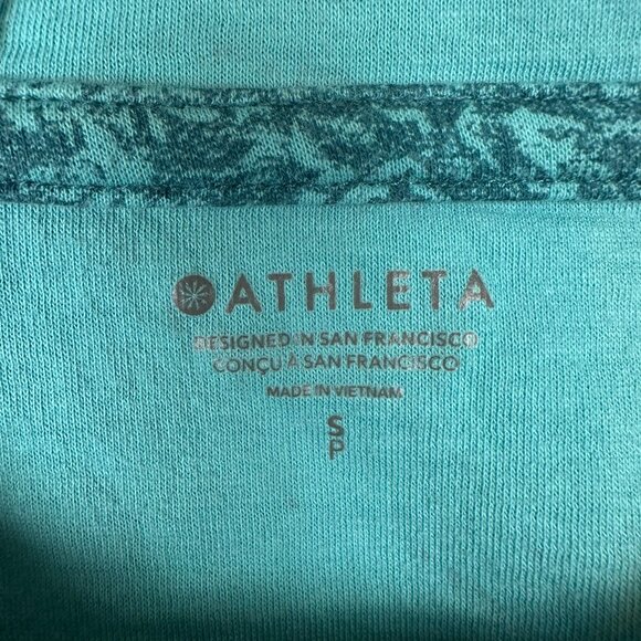 Athleta V neck Hoodie Sundown Alliance Sweatshirt Teal - Picture 3 of 7